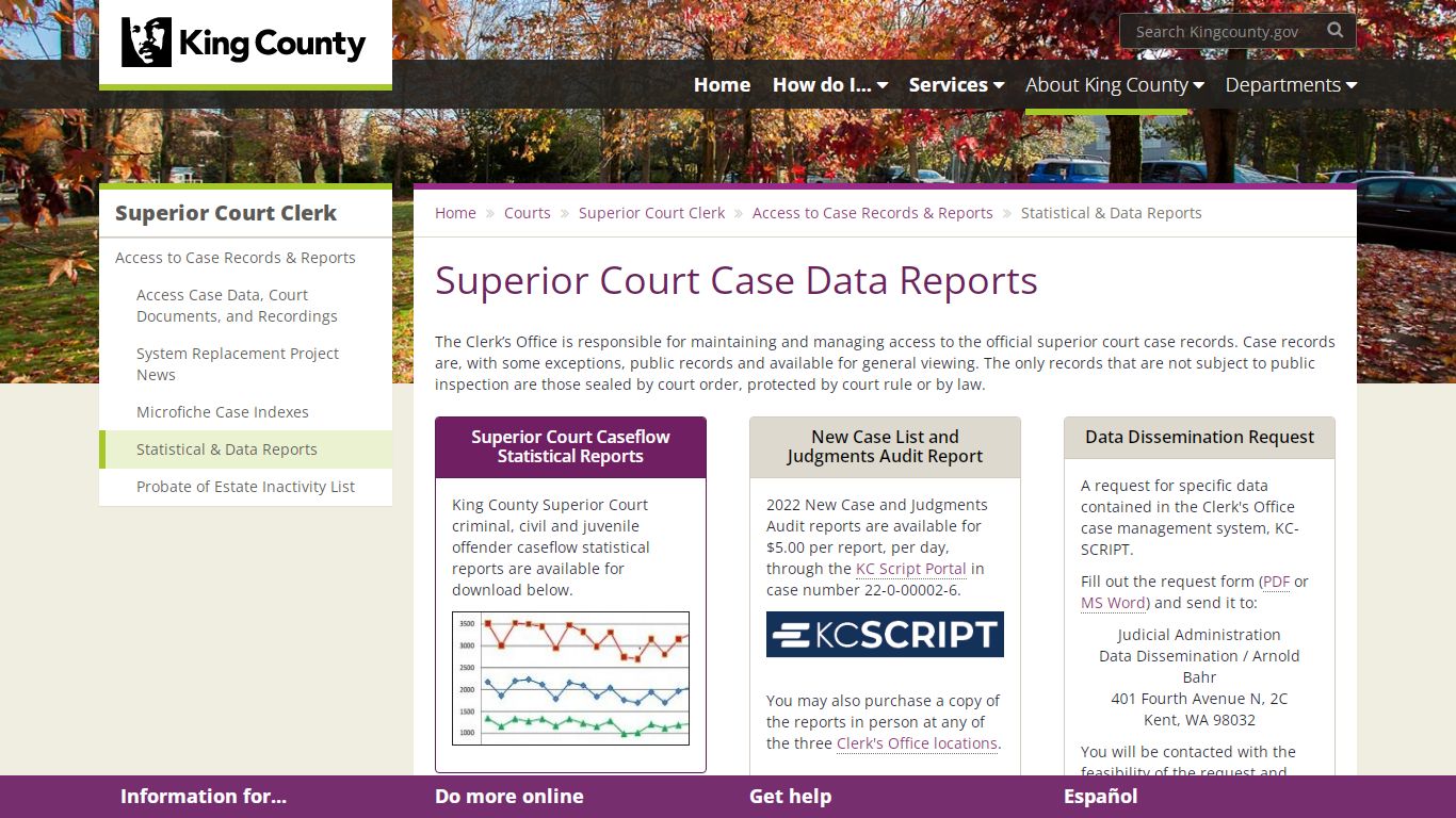 Superior Court Case Data Reports - King County