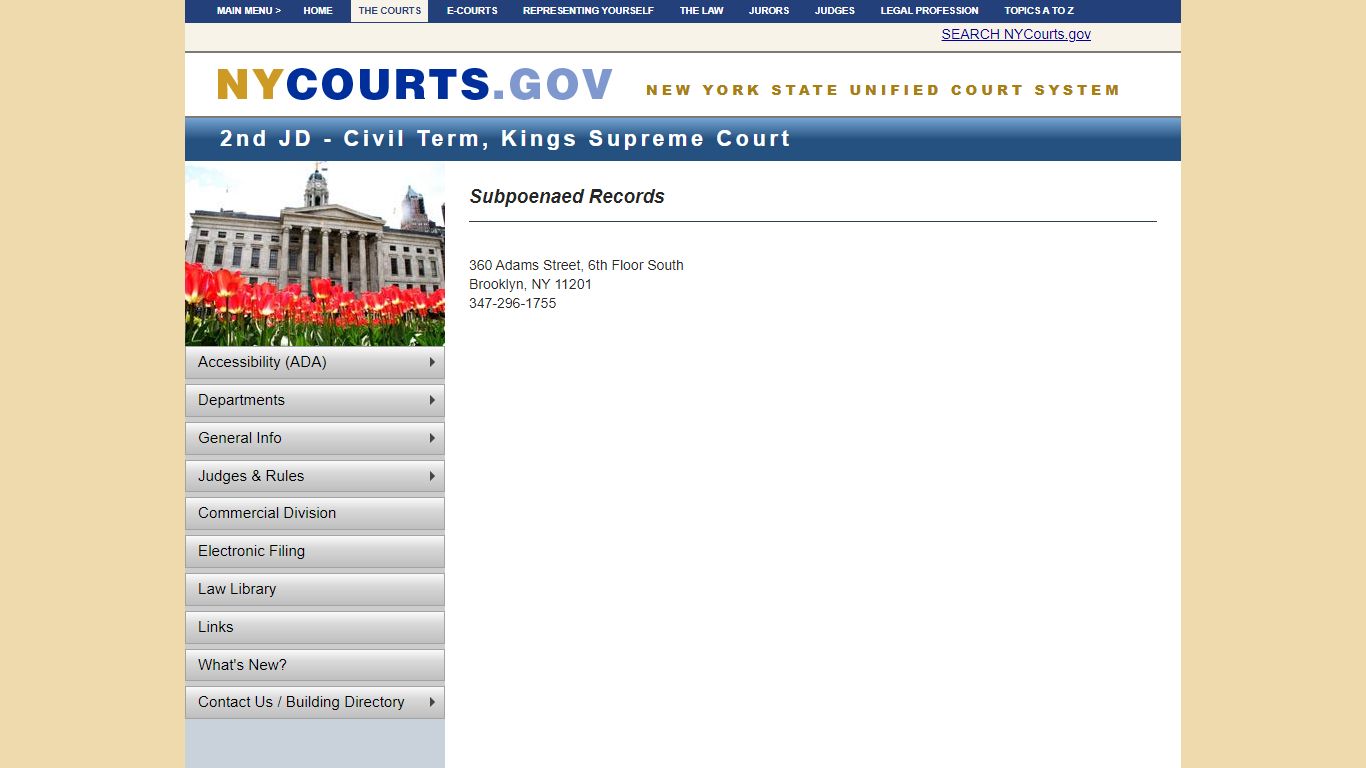 Subpoenaed Records - 2JD Supreme Civil | NYCOURTS.GOV